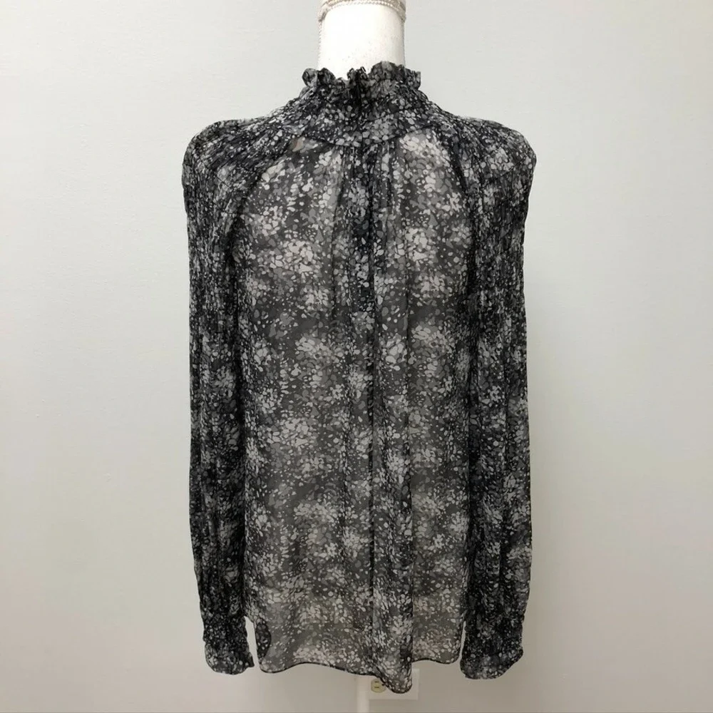 Michael‎ Kors Silk Chiffon Blouse Top Womens 6 Gray Whimsigoth Dark Fairy Career